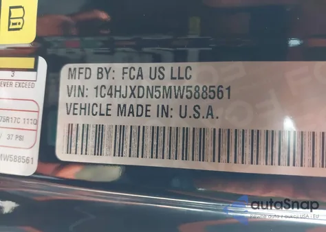 2021 Jeep Wrangler Unlimited Willys 4X4 z USA, uszkodzony, nr VIN 1C4HJXDN5MW588561